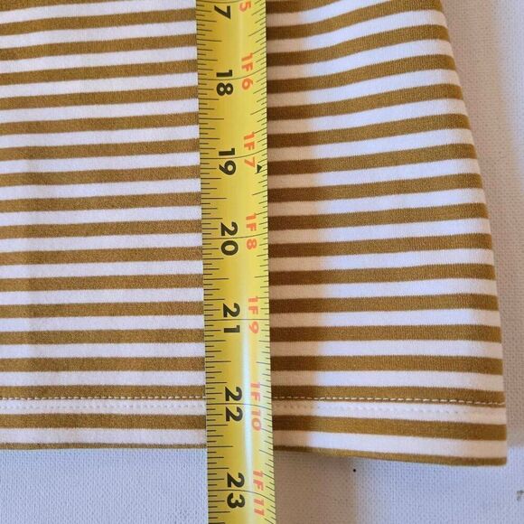 Ann Taylor Women's Structured Gold White Stripe Short Sleeve T-Shirt Medium - Picture 10 of 11